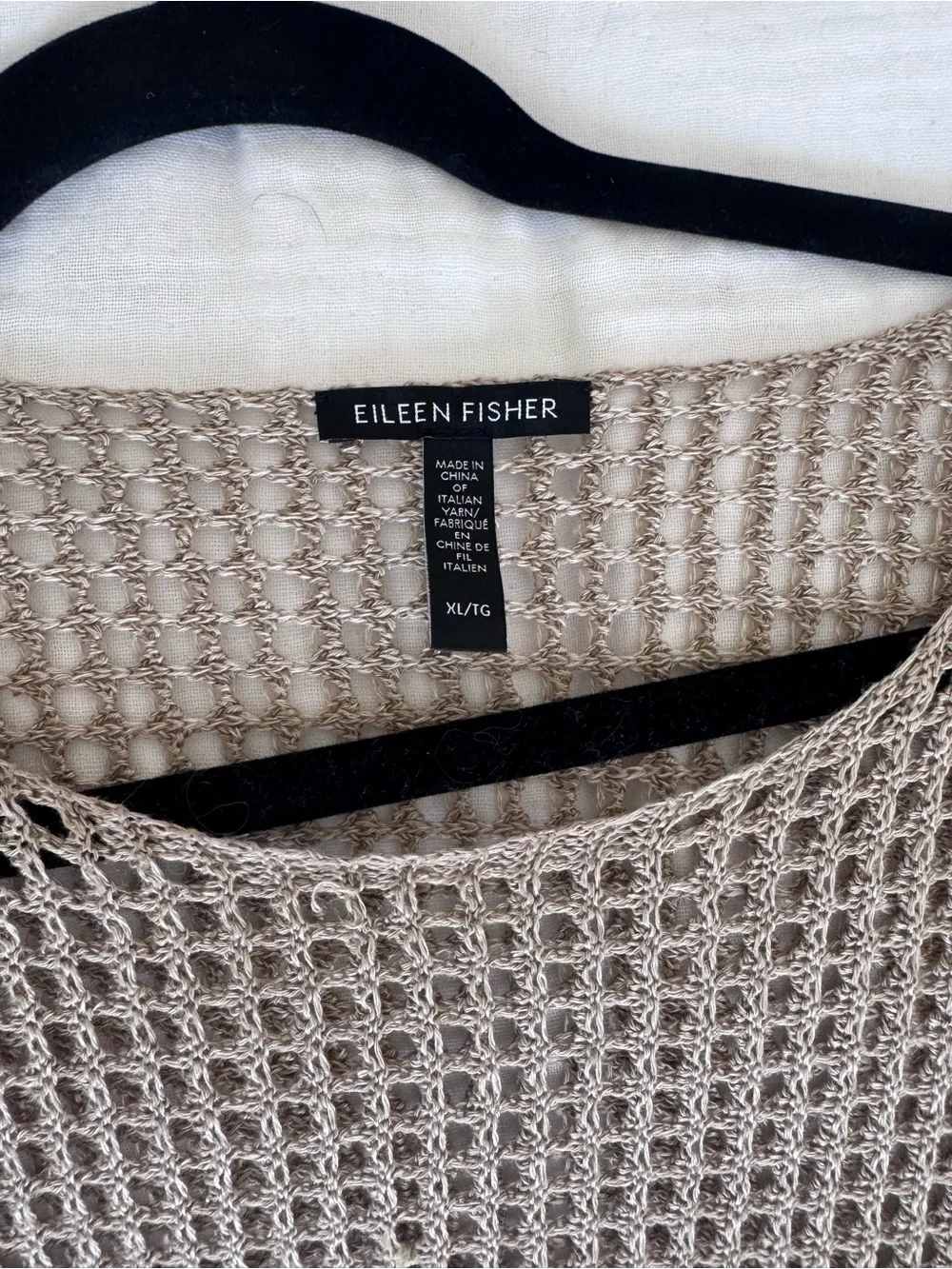 Eileen Fisher Organic Linen Bateau Neck Open Weave Sweater in Taupe - Picture 4 of 6
